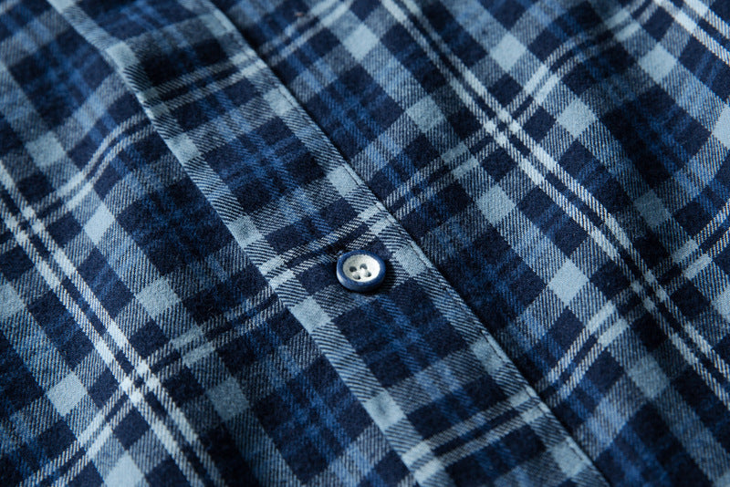 Long Sleeve Oversized Shirt – Denim & Plaid Splice Faux Two-Piece Design