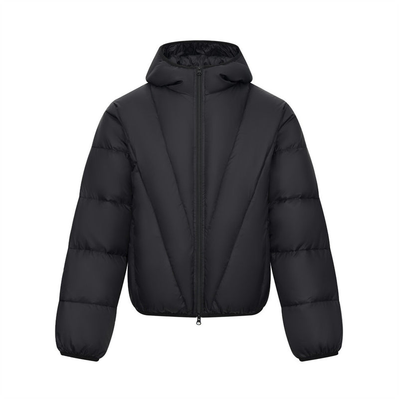 Men's Hooded Puffer Down Jacket – Oversized V-Quilt Insulated Winter Coat