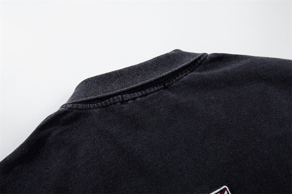 Long-Sleeve Polo Shirt with Western Region Embroidery & Union Jack Patch