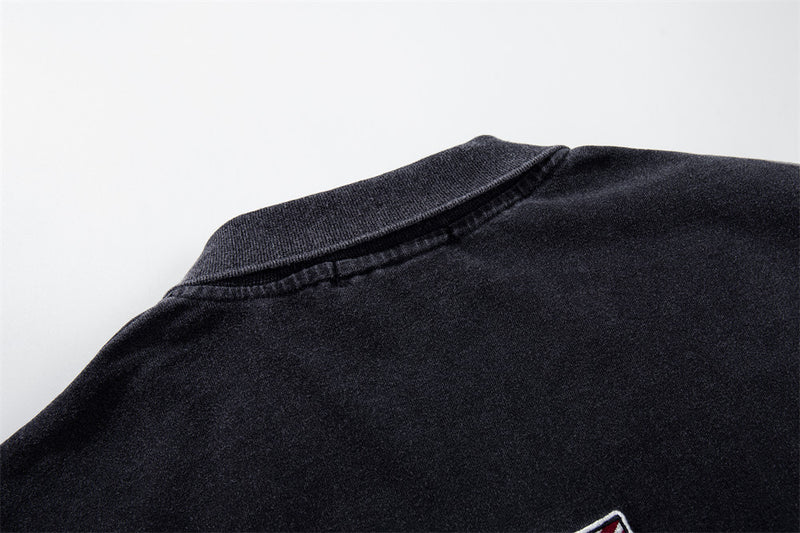 Long-Sleeve Polo Shirt with Western Region Embroidery & Union Jack Patch