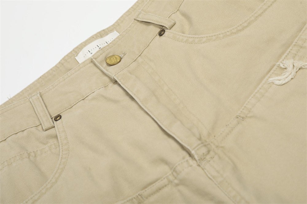 Wide-Leg Frayed Seam Pants – Deconstructed Streetwear Trousers