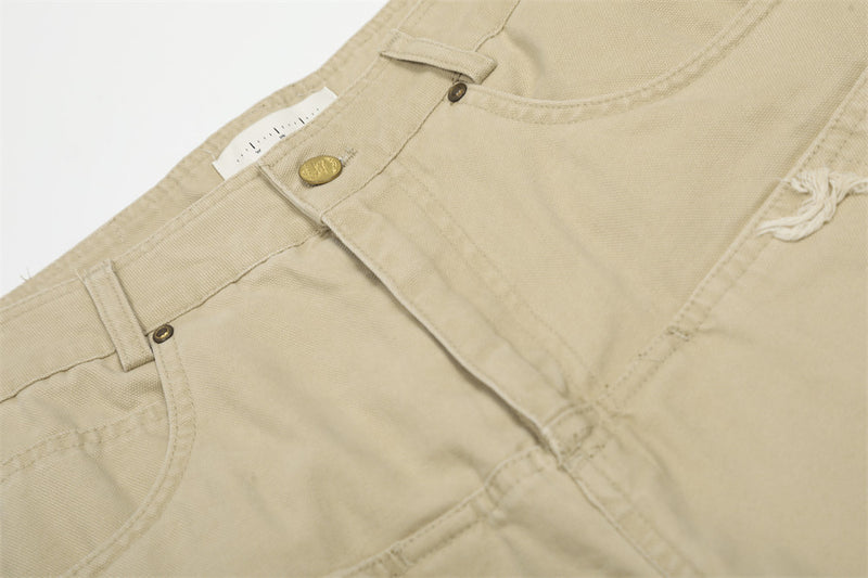 Wide-Leg Frayed Seam Pants – Deconstructed Streetwear Trousers