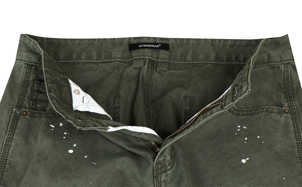 Cordhosen im Patchwork-Carpenter-Stil – Wide Leg, Paint-Splatter, Workwear-Hose