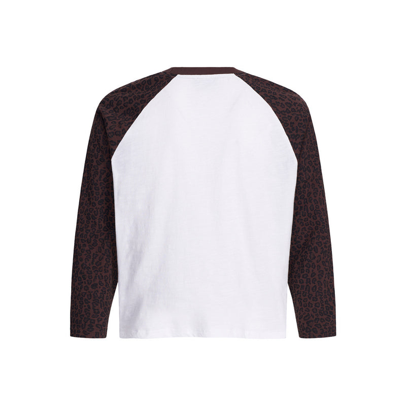 Men's Long Sleeve Raglan T-Shirt – Leopard Print Sleeves & Iron Cross Graphic
