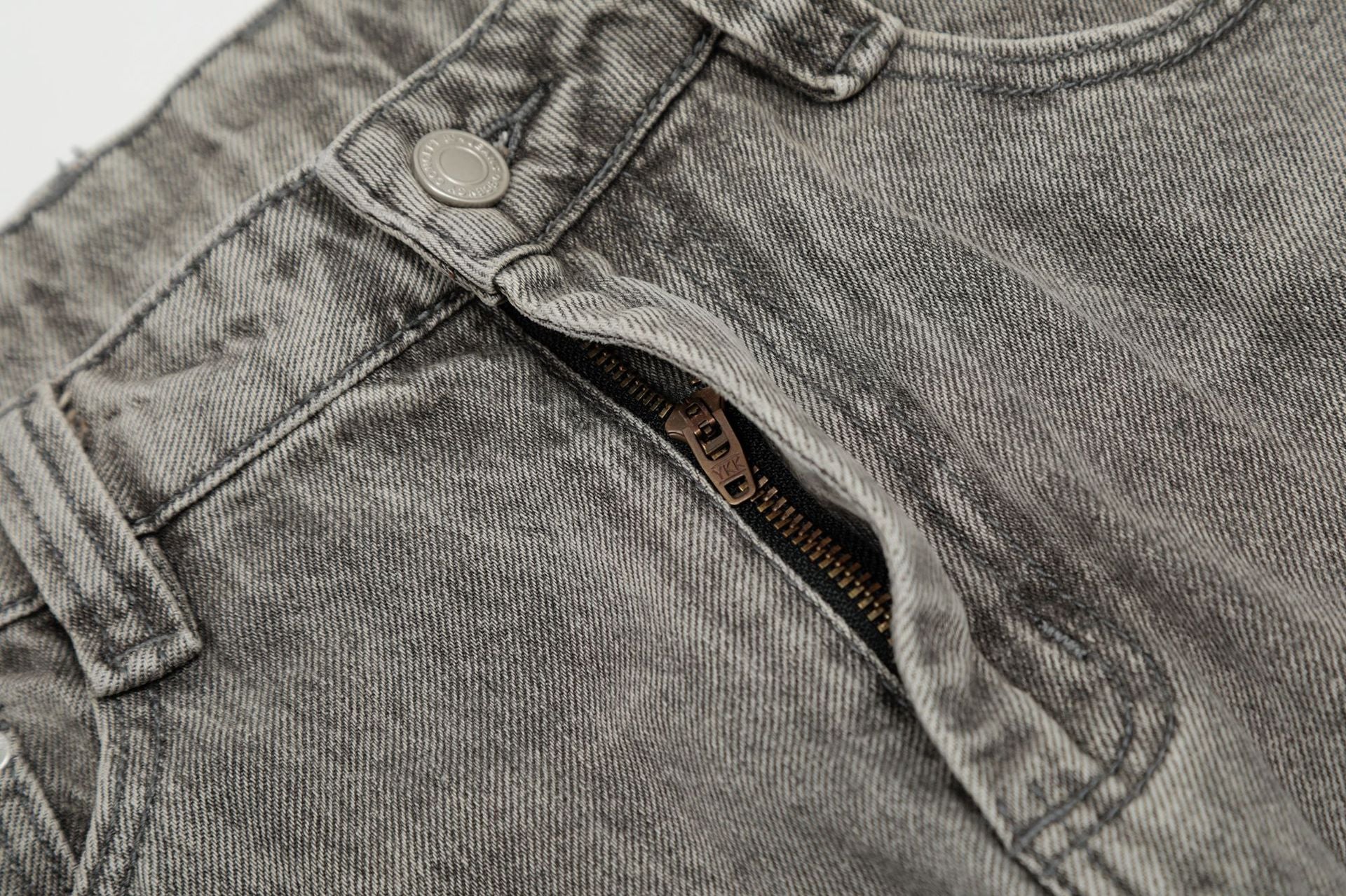 Jean baggy à jambes larges – Denim gris délavé à l’acide avec éclaboussures de peinture