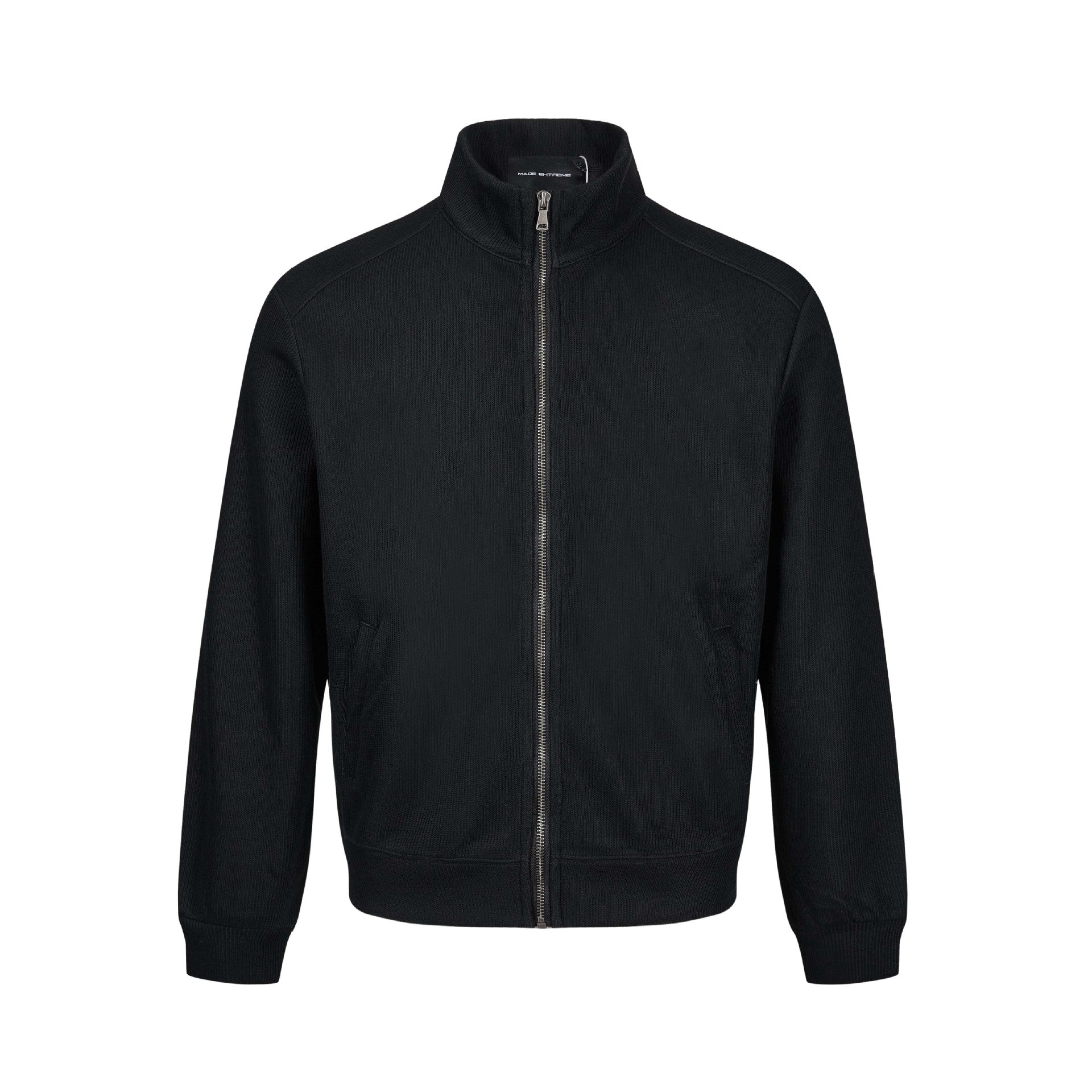 Veste homme côtelée zippée à col montant – Style sportswear vintage délavé