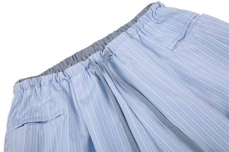 Japanese Striped Wide-Leg Pants – Irregular Patchwork Double Waistband Relaxed F