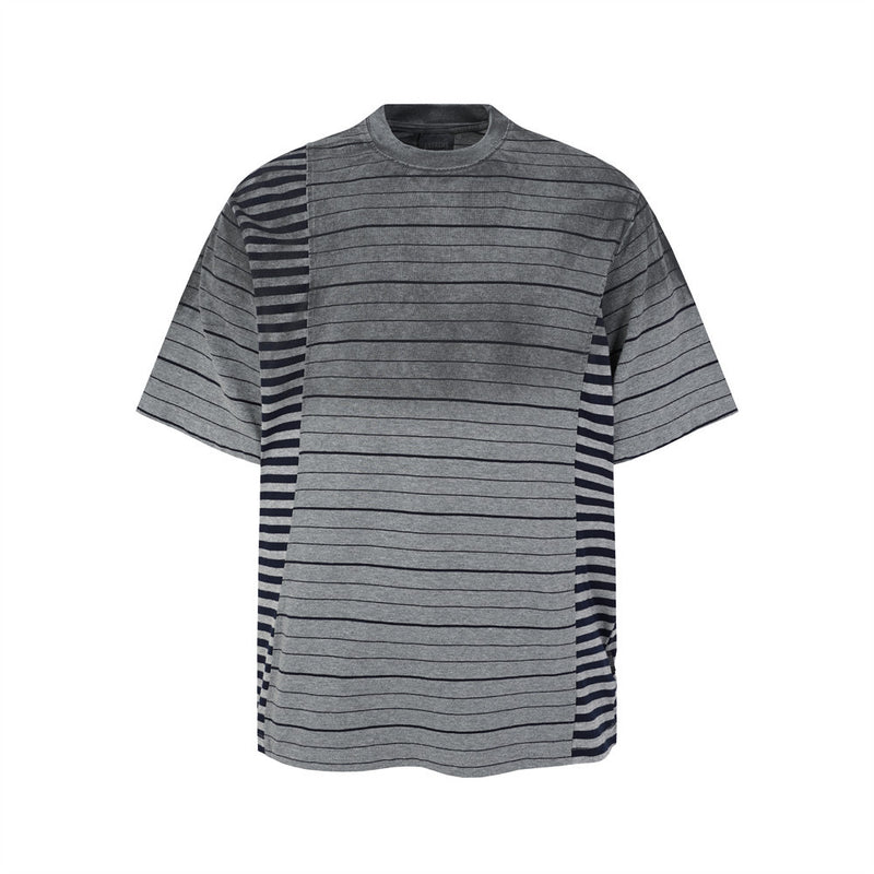 Distressed Stripe Patchwork Oversized T-Shirt | Washed Irregular Spliced Streetw