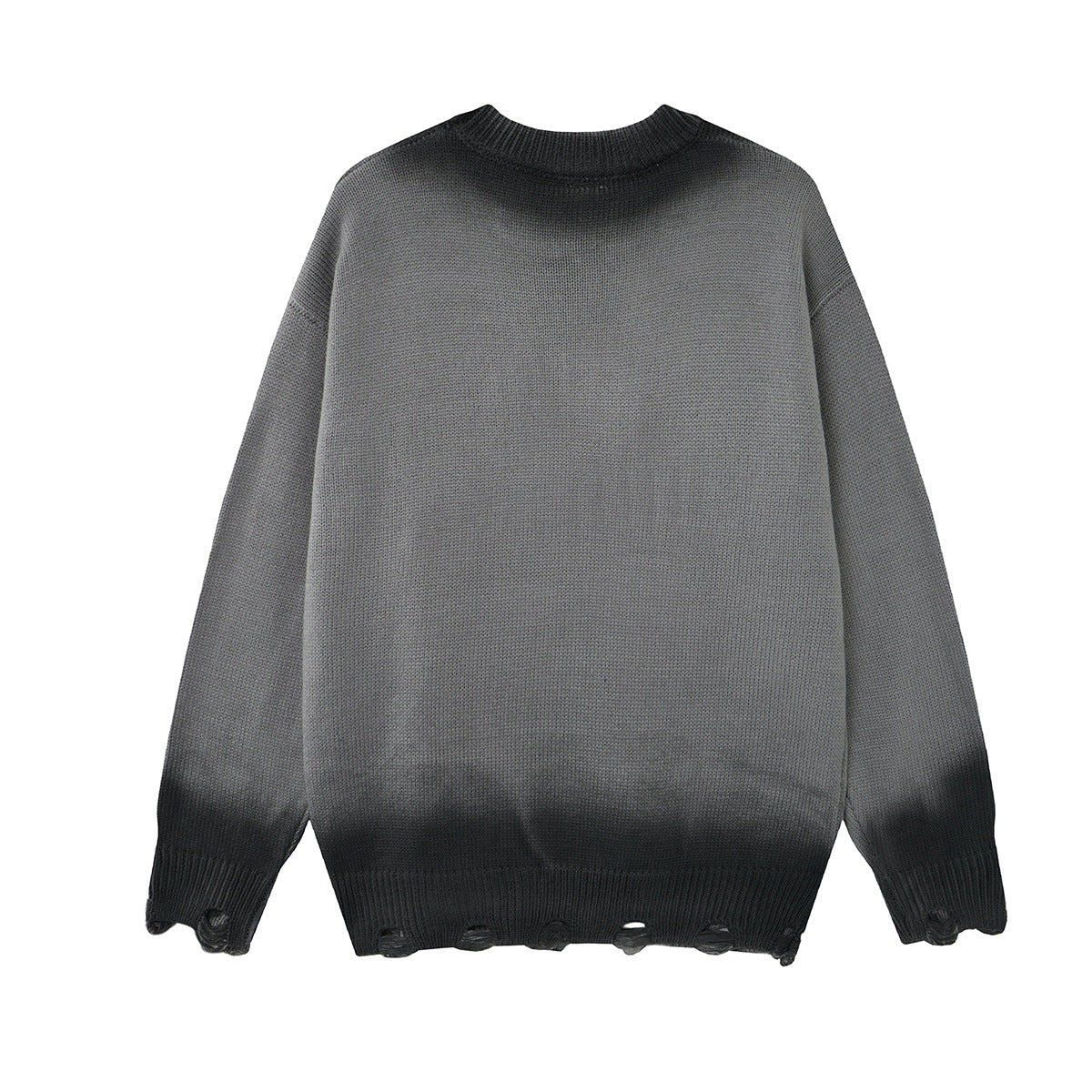 Pull col rond en maille – Graffiti usé, dégradé délavé à l’acide