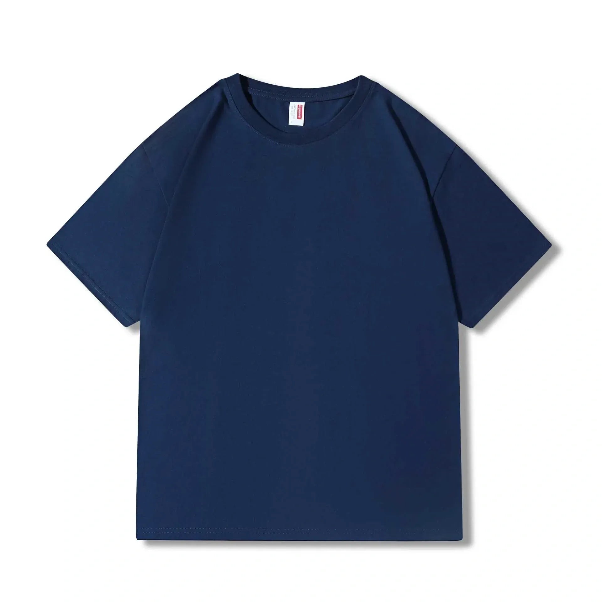 Custom Anime Character Navy T-Shirt, a personalized 100% cotton tee (230GSM), shown short-sleeved and laid flat on a white background.