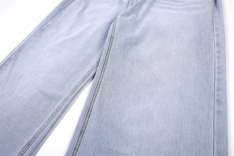 Vaqueros wide-leg de lavado claro – Pantalones vaqueros vintage de corte recto y baggy para hombre
