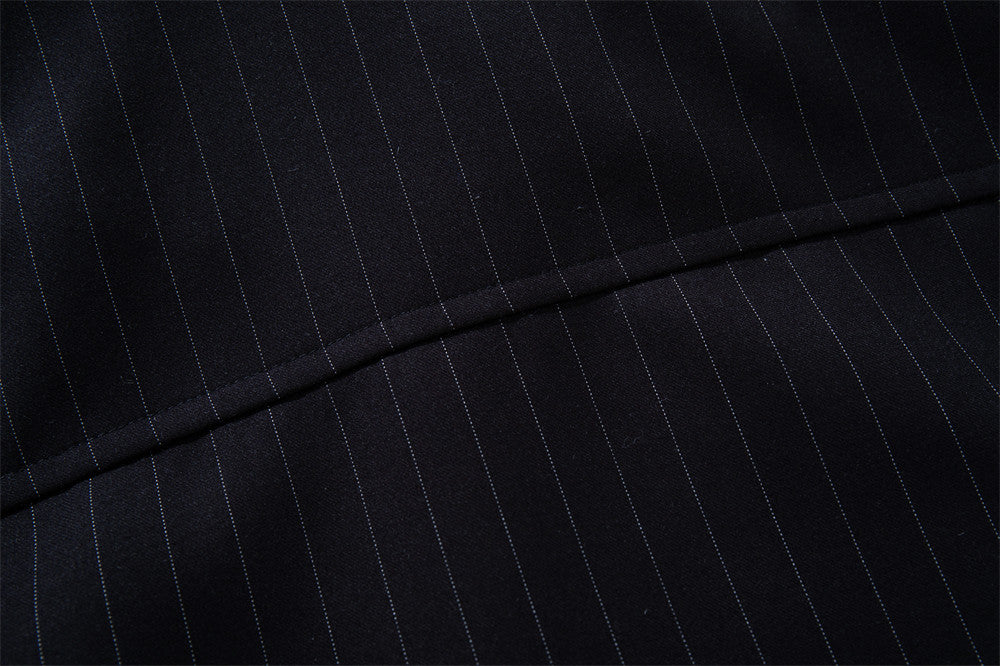 Pinstripe Stand-Collar Bomber Jacket – Relaxed Fit Men's Baseball Jacket