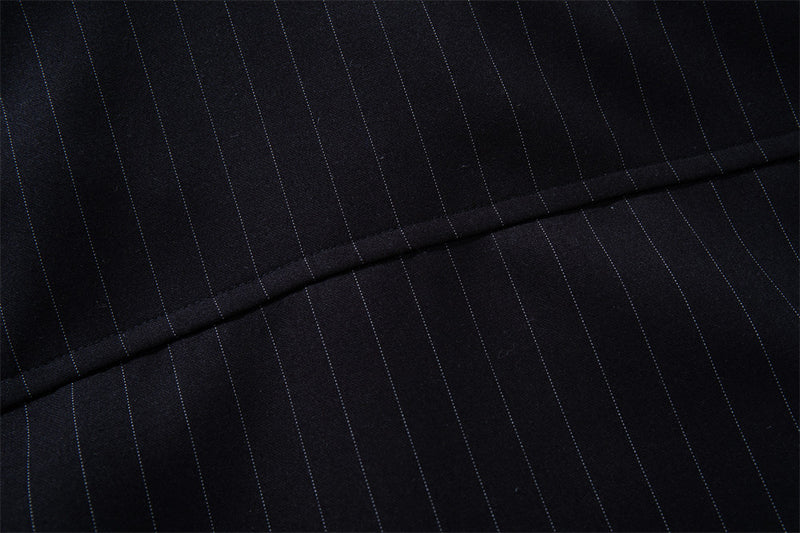 Pinstripe Stand-Collar Bomber Jacket – Relaxed Fit Men's Baseball Jacket