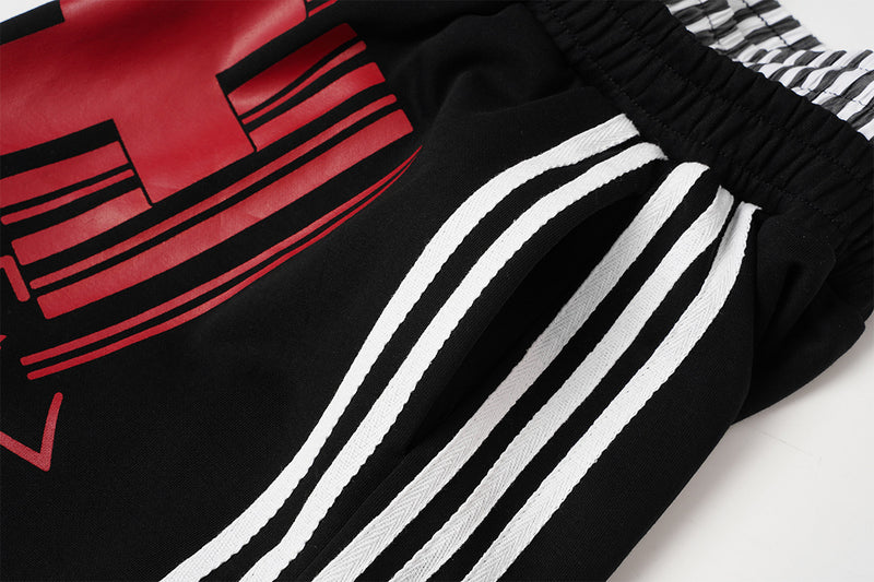 Wide-Leg Sweatpants with Barcode Cross Print & Double Waistband