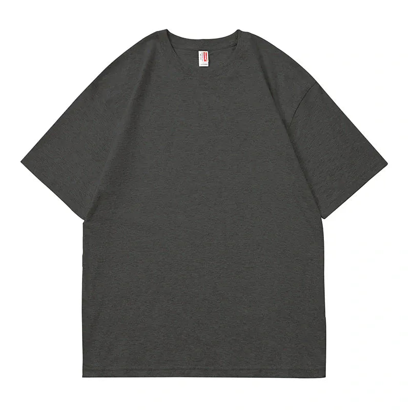 A Custom Anime Character Charcoal T-Shirt—Personalized 230GSM 100% cotton tee with short sleeves—is laid flat on a white background, perfect as a base for your favorite anime shirt designs.
