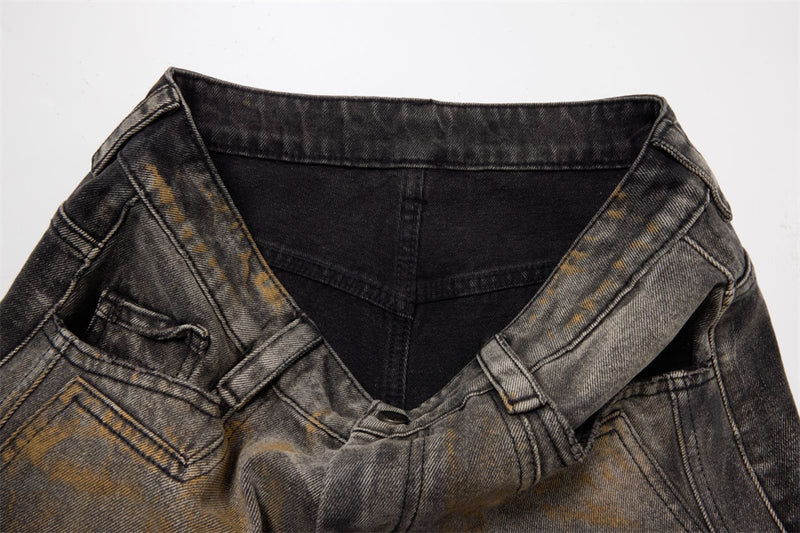 Distressed Baggy Wide-Leg Jeans – Men's Punk Washed Straight-Cut Denim with