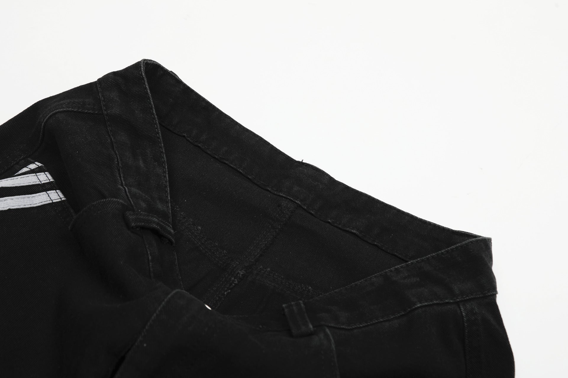 Men's Baggy Wide-Leg Jeans with Triple Stripe Detail – Washed Denim
