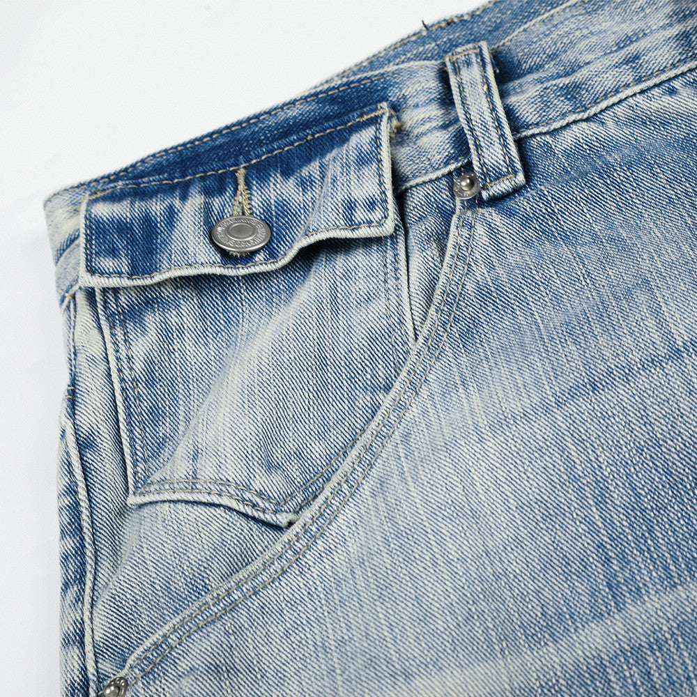 Wide-Leg Barrel Jeans – Vintage Washed Light Blue Curved Silhouette