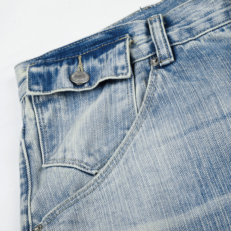 Wide-Leg Barrel Jeans – Vintage Washed Light Blue Curved Silhouette