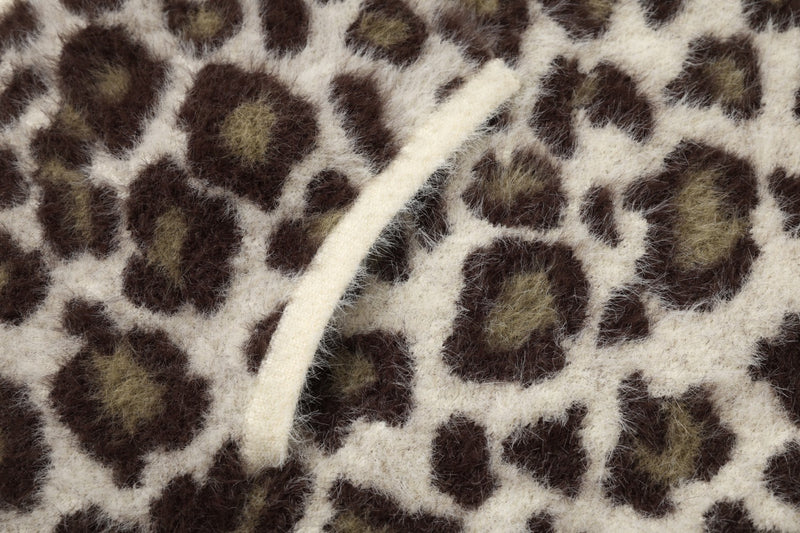 Leoparden-Hoodie mit Reißverschluss und Fleecefutter