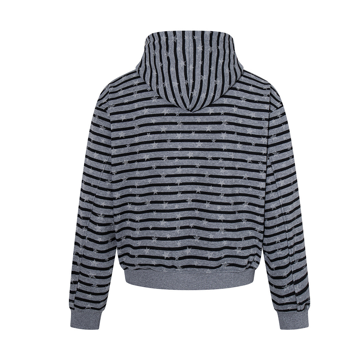 Striped Star Print Zip-Up Hoodie – Relaxed Fit Full-Zip Sweatshirt