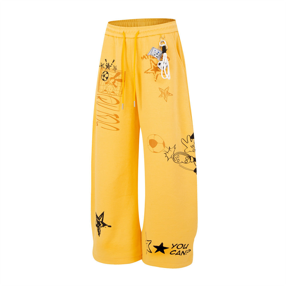Mickey Mouse Graphic Print Wide-Leg Sweatpants – Y2K Hip Hop Street Style