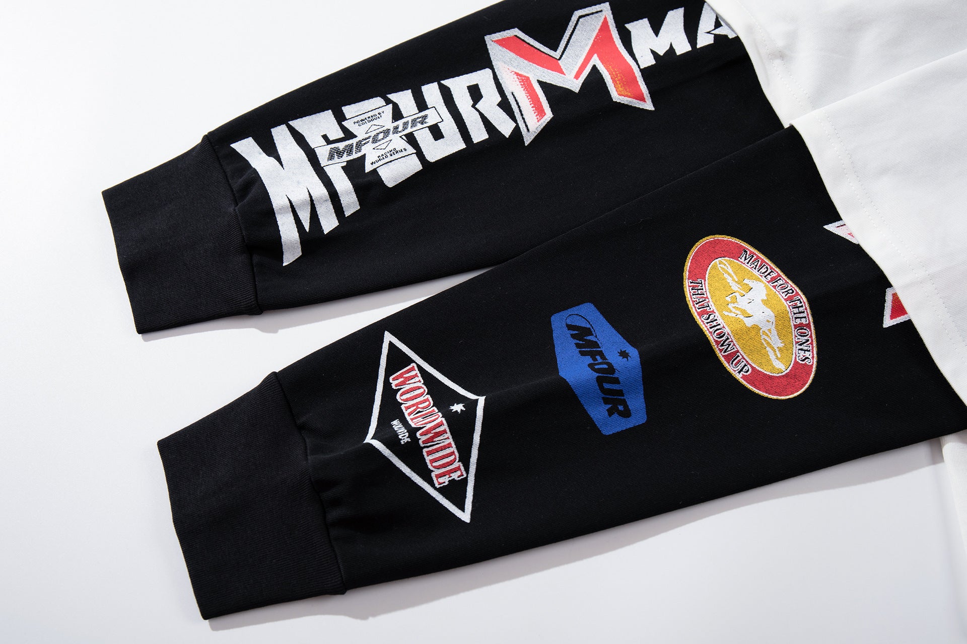 Chemise graphique à manches longues imitation superposition – Imprimé racing motocross MFOUR MAKEY