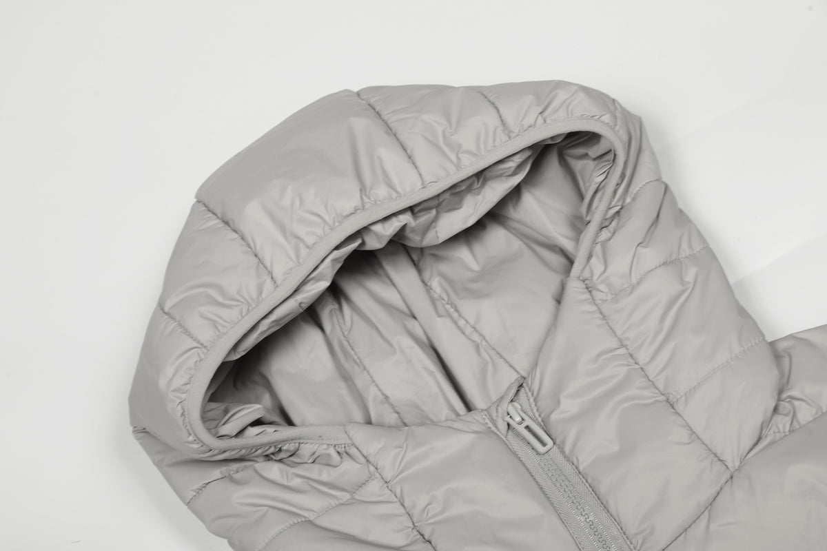 Hooded Puffer Vest Cable-Knit Sleeve Down Jacket – Retro Spliced Outerwear