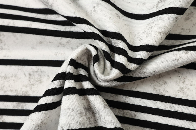 Striped Long-Sleeve T-Shirt – Oversized Crew Neck with Logo Print