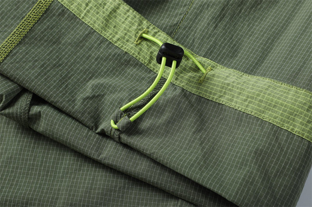 Men's Outdoor Nylon Track Pants with Belt — Contrast Stitch Wide-Leg Casual