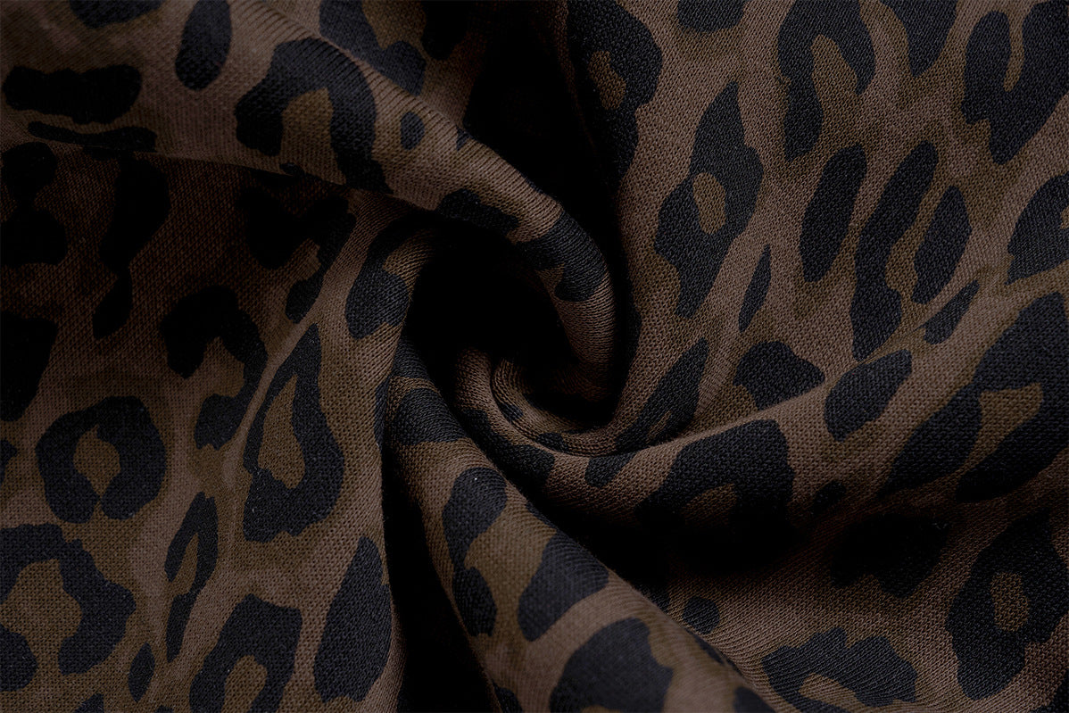 Leopard Print Zip-Up Hoodie with Embroidered MakeTrue Graphic & Number 9 Patches