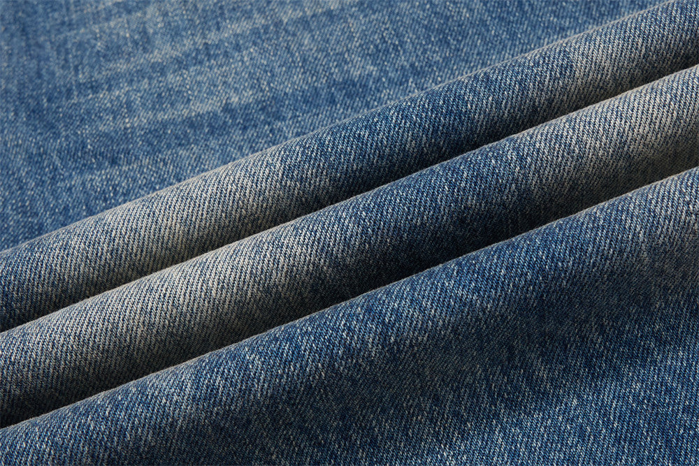 Vaqueros azules para hombre – Pantalón vaquero recto vintage lavado, de pierna ancha y corte baggy