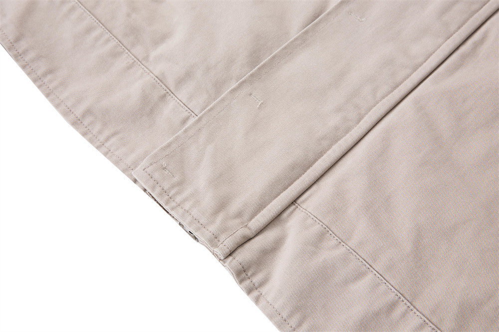 Men's Funnel-Neck Cropped Jacket – Solid Color Streetwear Harrington