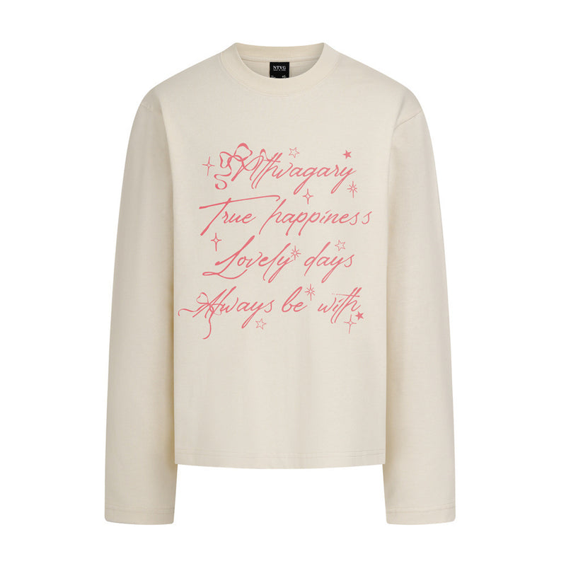 Long Sleeve Graphic Script Print T-Shirt – Oversized Crewneck