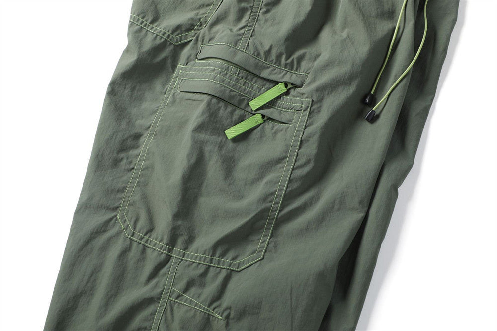 Cargo Work Pants for Men – Wide-Leg Multi-Pocket Utility Trousers with Contrast