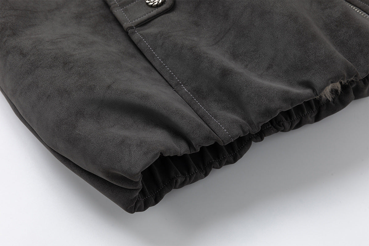 Veste bomber à capuche – Similicuir effet usé, col en fausse fourrure et garnissage matelassé