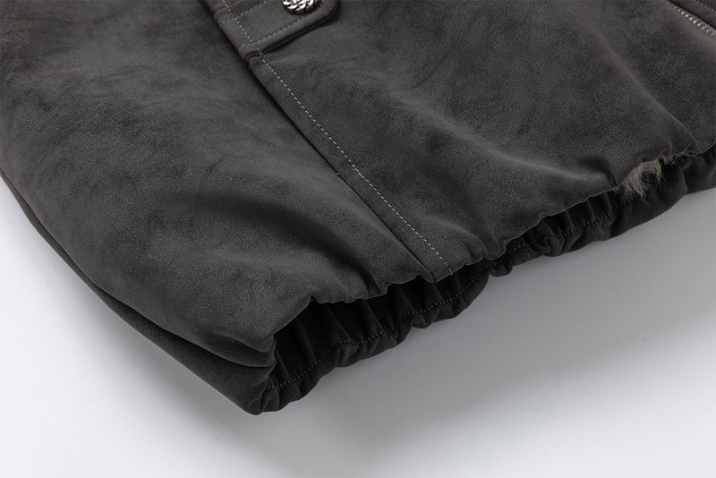 Veste bomber à capuche – Similicuir effet usé, col en fausse fourrure et garnissage matelassé