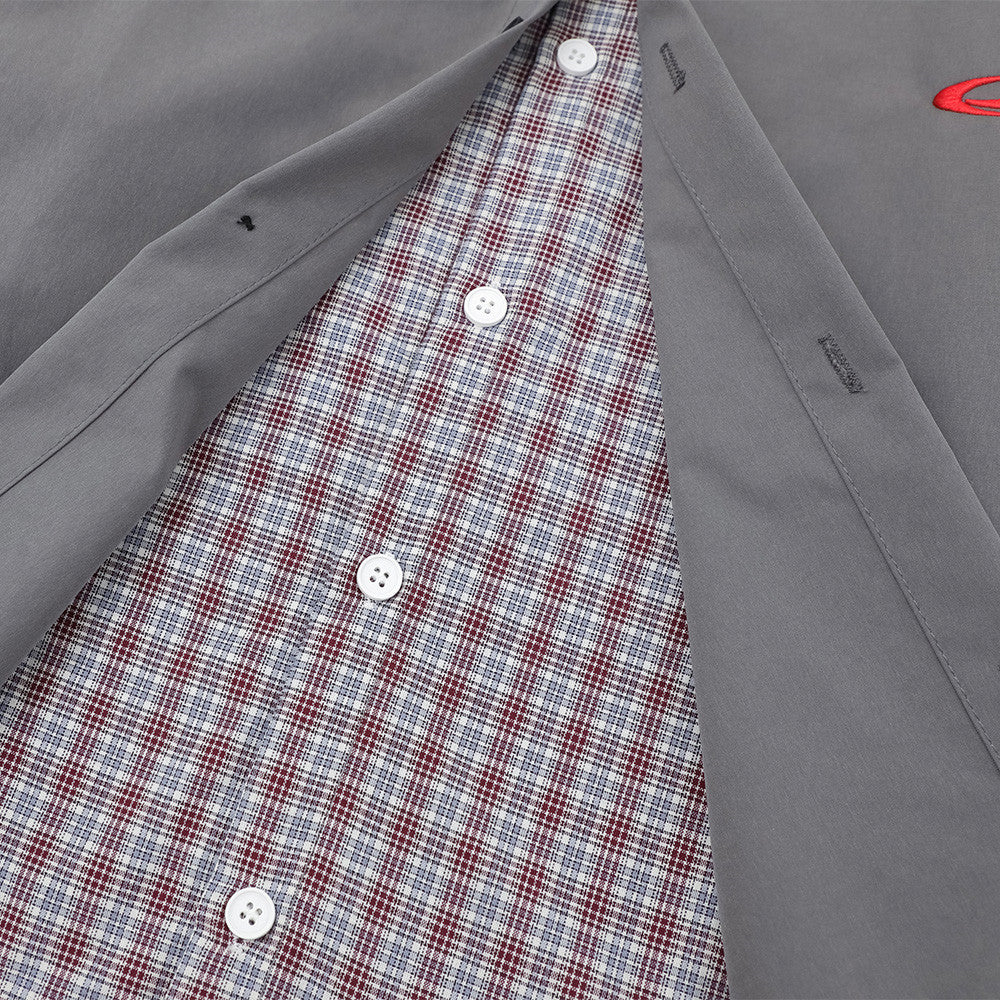 Men's Faux Two-Piece Plaid Collar Long Sleeve Shirt – Double-Layer Spliced