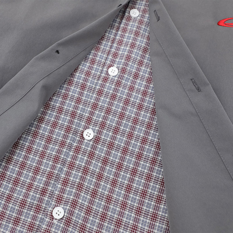 Men's Faux Two-Piece Plaid Collar Long Sleeve Shirt – Double-Layer Spliced