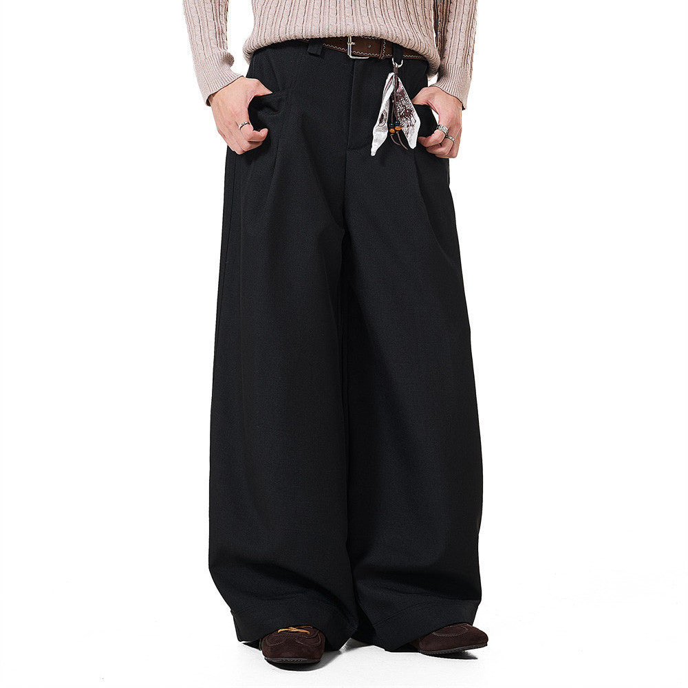 Herrenhose mit weitem Bein und Bundfalten – Loose Fit, unifarben