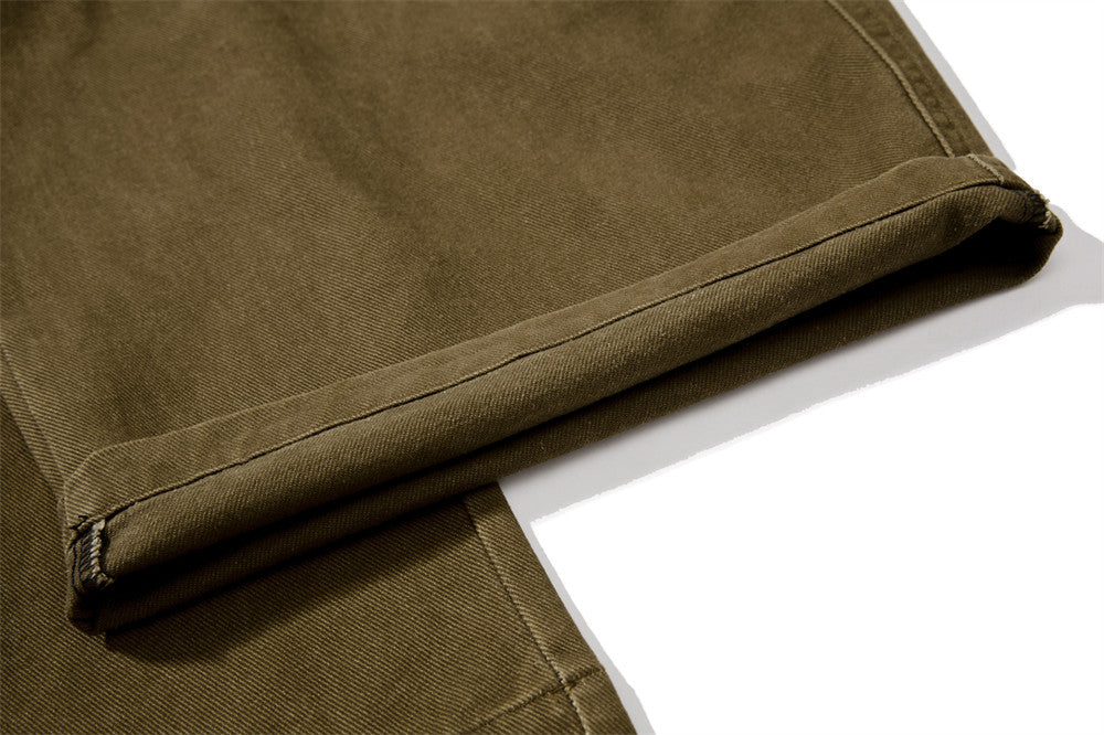 Wide-Leg Cargo Pants with Multi-Pocket Contrast Panel Design