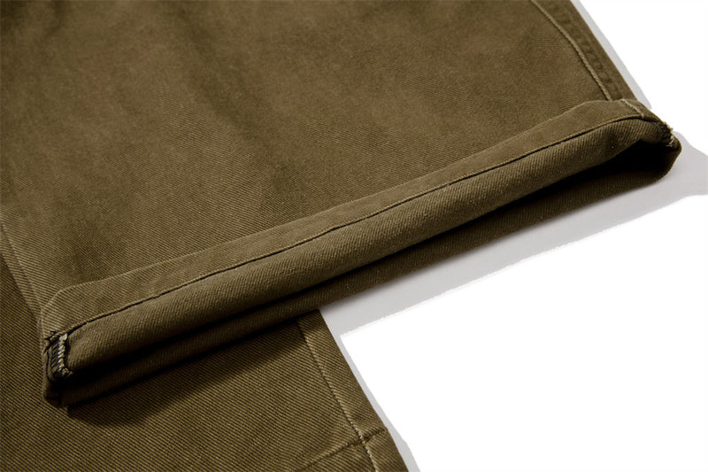 Wide-Leg Cargo Pants with Multi-Pocket Contrast Panel Design