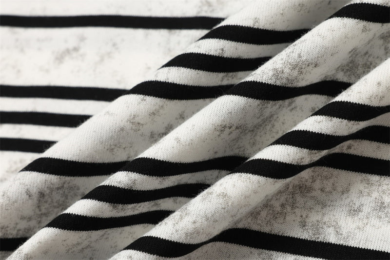Striped Long-Sleeve T-Shirt – Oversized Crew Neck with Logo Print
