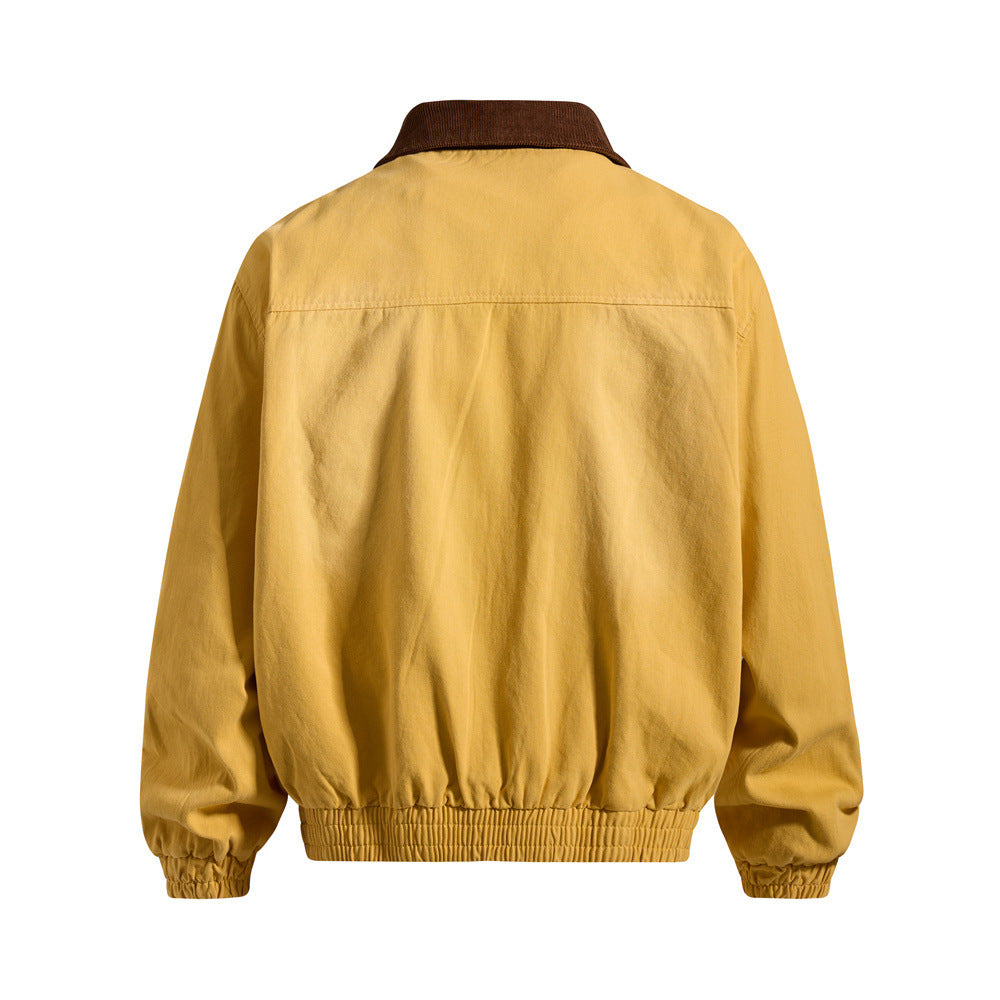 Chaqueta workwear vintage americana de lona para hombre con cuello de pana