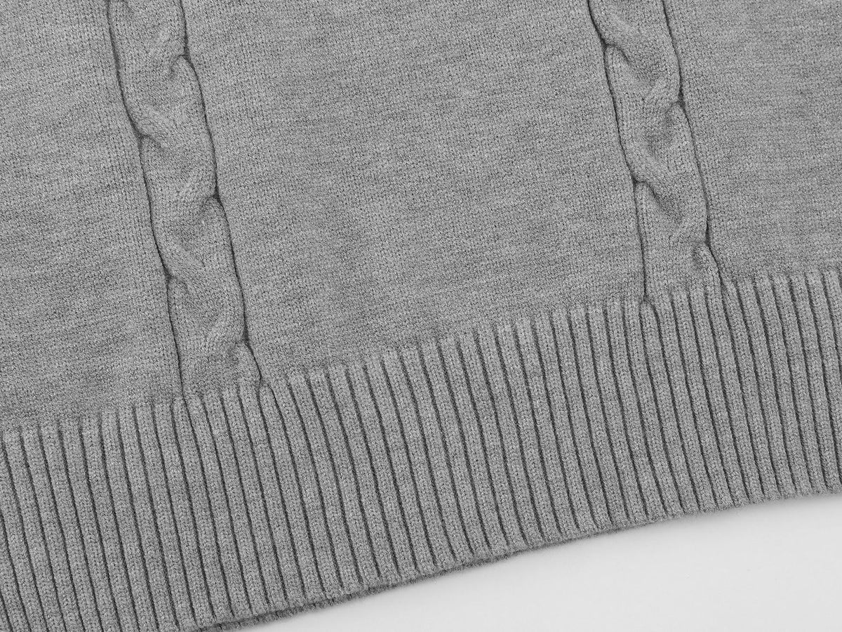 Cable Knit Sweater Vest Layered Shirt with Tie – Collegiate Preppy Style