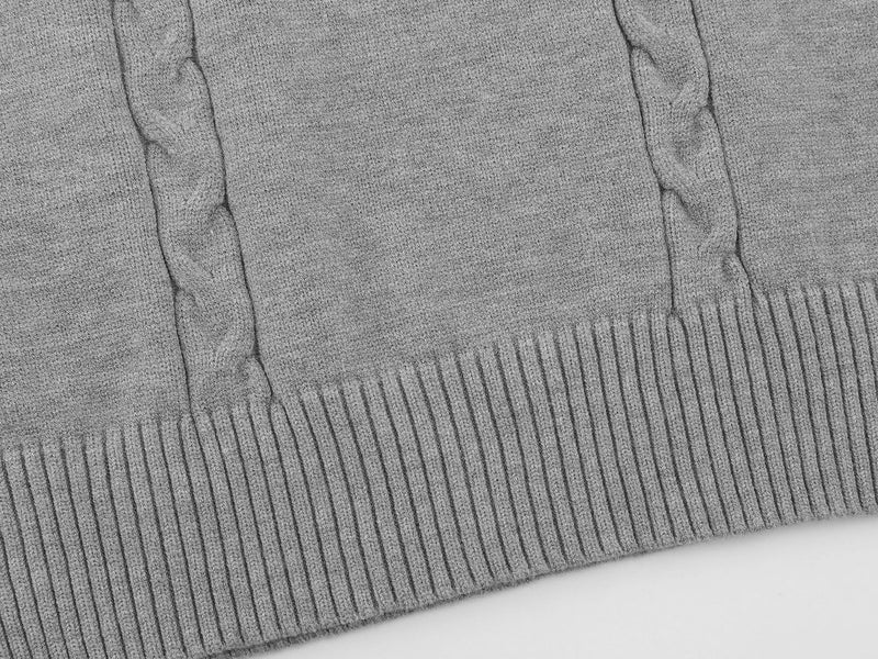 Cable Knit Sweater Vest Layered Shirt with Tie – Collegiate Preppy Style