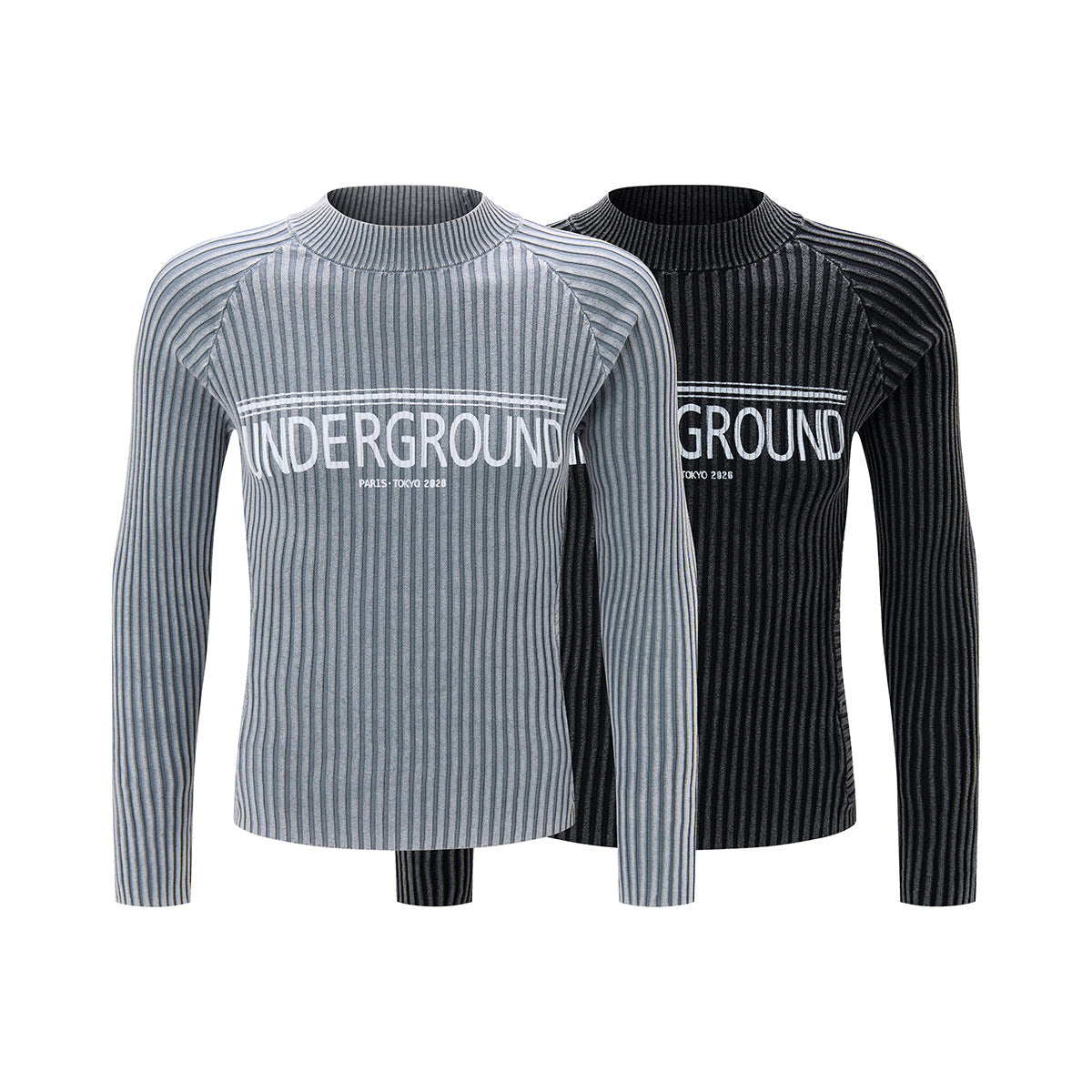 Underground Ribbed Crew Neck Sweater – Washed Slim-Fit Knit Top