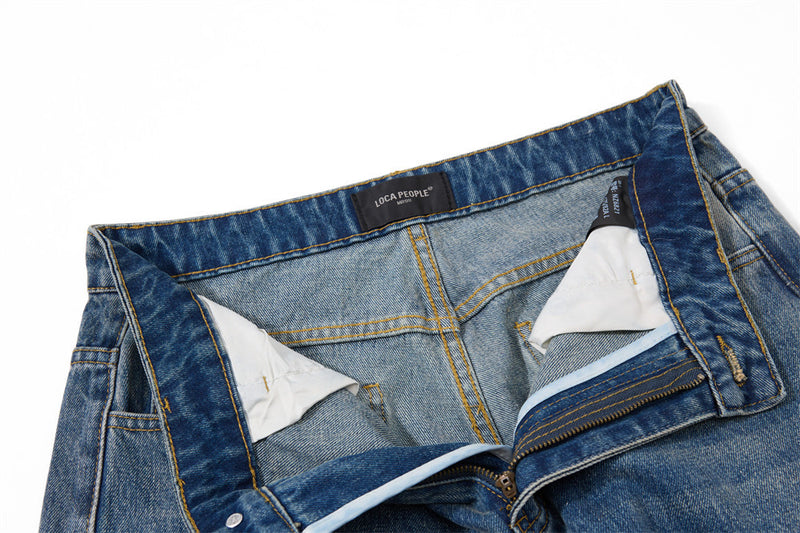 Vaqueros azules para hombre – Pantalón vaquero recto vintage lavado, de pierna ancha y corte baggy