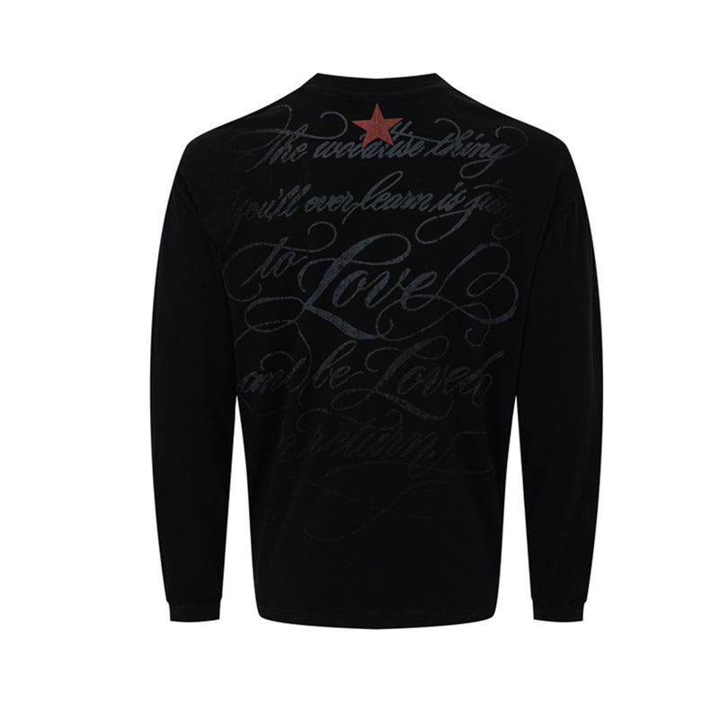 T-shirt graphique à manches longues et col rond – Photo imprimée d’un groupe rétro