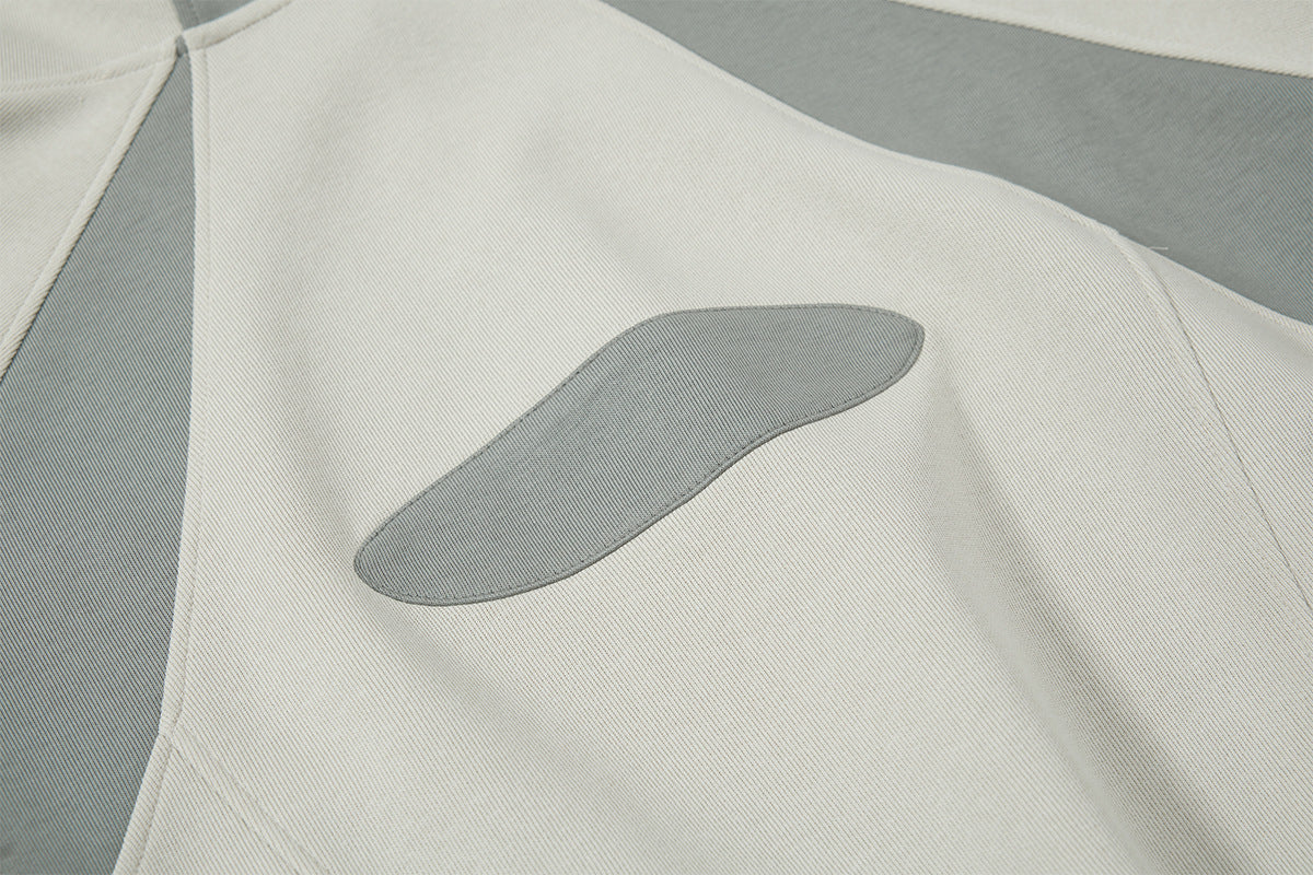 Oversize-Patchwork-Hoodie – grauer, zweifarbiger Streetwear-Pullover